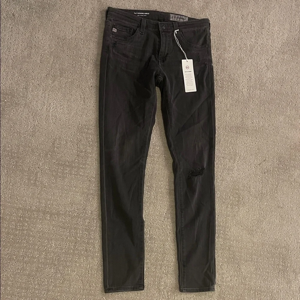 AG denim 26 aged denim black wash the legging super skinny ankle NWT $225